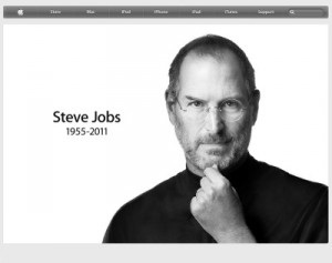 20111005-Steve-Jobs Portada del sitio Apple con la imagen de Steve Jobs