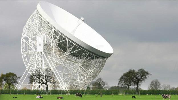 El Jodrell Bank es un famoso radiotelescopio en Reino Unido que ha estudiado estrellas rotatorias que emiten señales de radio.
