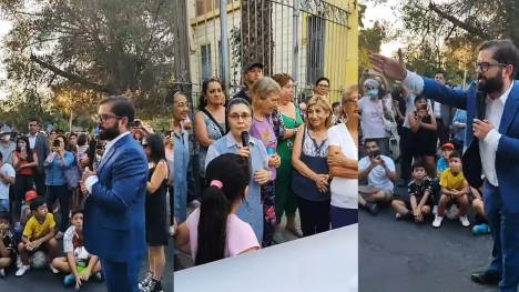Boric se sumó a protesta por delincuencia en Barrio Yungay y saludó a monja que sufrió asalto