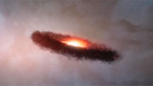 Imagen animada de formación de astro. Crédito: ALMA (ESO/NAOJ/NRAO), M. Kornmesser (ESO) 