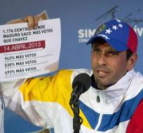 Capriles dice que irregularidades afectan a más de un millón de votos