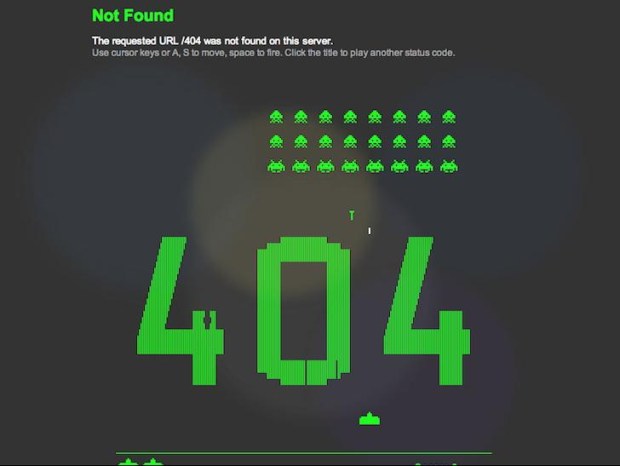 Una página de error 404 que te permite jugar al Space Invaders