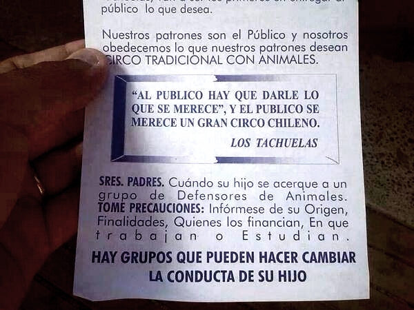 Circo Los Tachuelas pide a padres que «cuiden a sus hijos» de grupos defensores de los animales