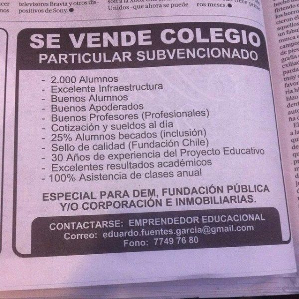 Sostenedor que puso en venta su colegio acusa que la reforma educacional es una «expropiación encubierta»