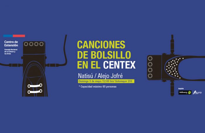 Alejo Jofré y Natisú en Canciones de Bolsillo en el Zócalo del Centex, 3 de mayo al mediodía