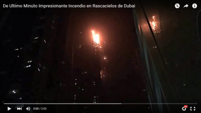 [Video] Incendio en rascacielos de Dubai