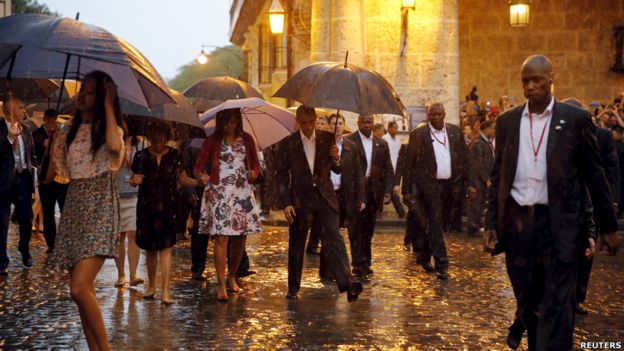 La familia presidencial estadounidense dio un paseo por el casco histórico de La Habana Vieja.