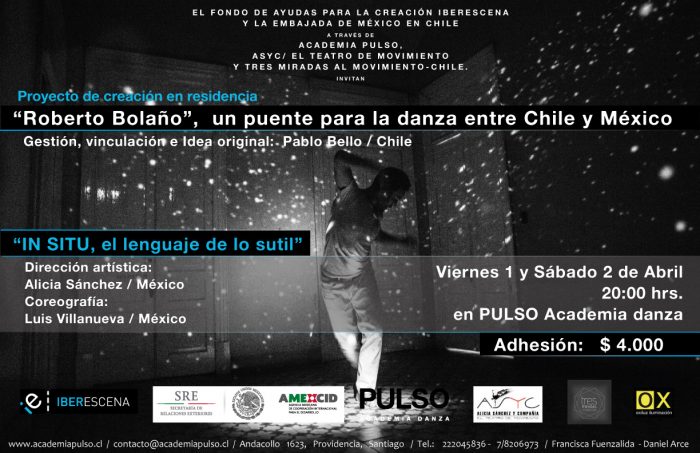 Obra “IN SITU: el lenguaje de lo sutil” dirigida por la coreógrafa mexicana Alicia Sánchez en PULSO Academia de Danza, 1 y 2 de abril