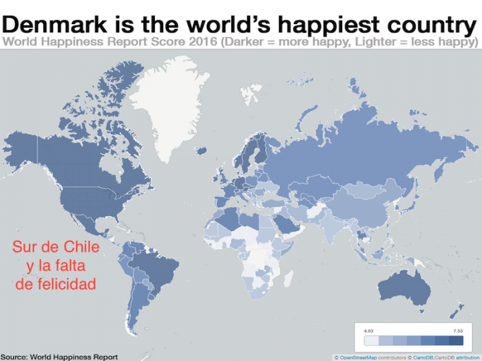 Chile en el mapa del ranking de felicidad mundial