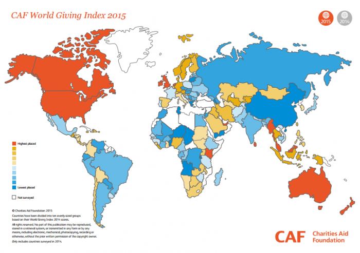 ¿Chile, país generoso? Es solo el séptimo país más caritativo del continente, 49º en el mundo