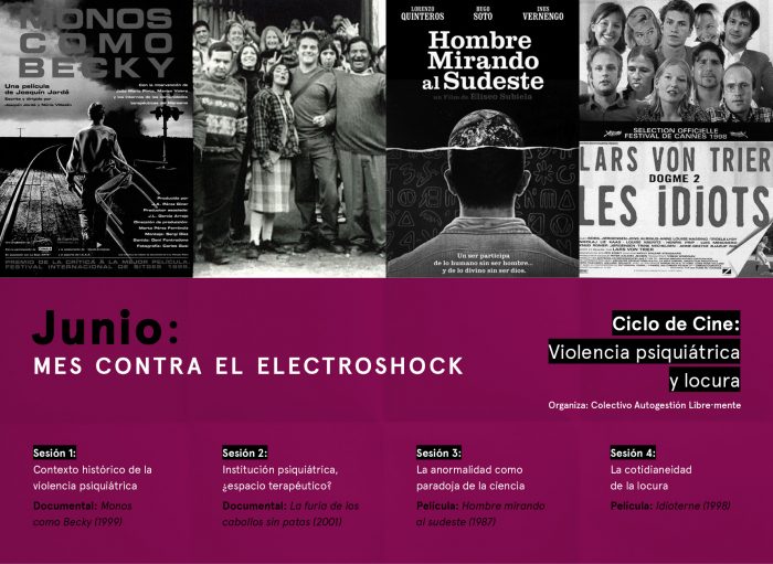 «Ciclo de Cine: Violencia psiquiátrica y locura» en Escuela de Psicologia USACH y Facultad de Ciencias Sociales Universidad de Chile, todos los jueves de junio
