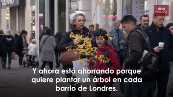 [VIDEO VIDA] La niña de 7 años que usó sus ahorros y convenció a su padre para plantar un árbol en la calle más comercial de Londres