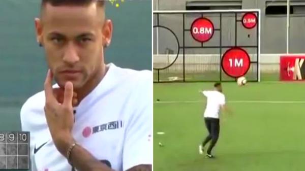 [VIDEO] La precisión de Neymar en un particular desafío que sorprendió a todos en la TV japonesa