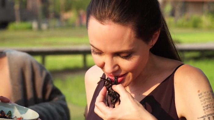 [VIDEO] Angelina Jolie enseña a sus hijos a cocinar tarántulas y escorpiones en Camboya