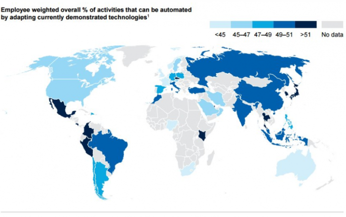 ¿Dónde está Chile en el ranking de las economías cuya fuerza laboral está más amenazada por robots?