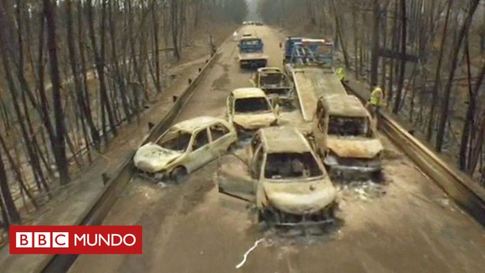 [VIDEO] Estremecedoras imágenes de un dron muestran los autos calcinados por el feroz incendio en Portugal