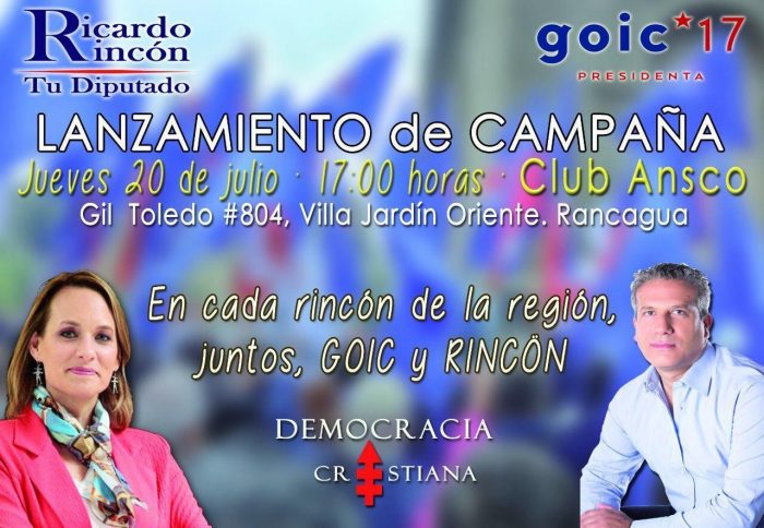 Goic no asistirá a lanzamiento de campaña del diputado Rincón