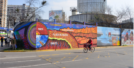 Geólogos y artistas urbanos crean primer mural científico-educativo de Santiago