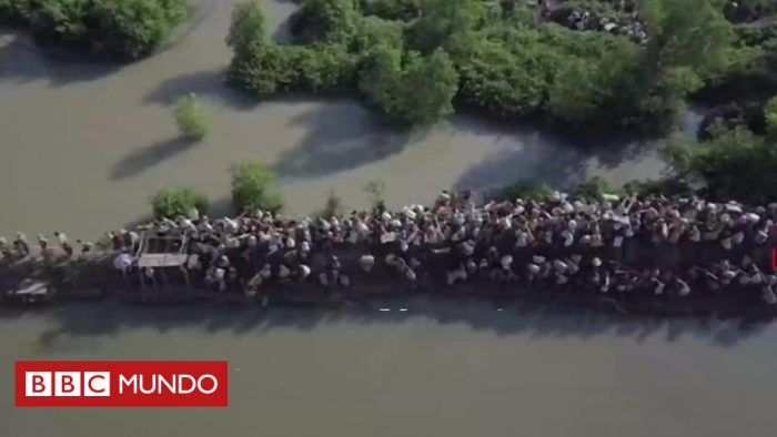 [VIDEO] Las impactantes imágenes aéreas del éxodo masivo de musulmanes rohingyas que huyen de Myanmar