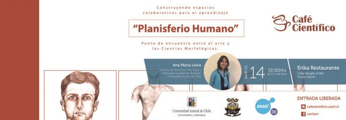 Café Científico sobre la anatomía humana y el arte en Erika Restaurant, Puerto Montt