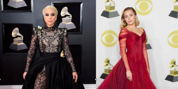 Los impactantes vestidos de Lady Gaga y Miley Cyrus en los Grammy 2018