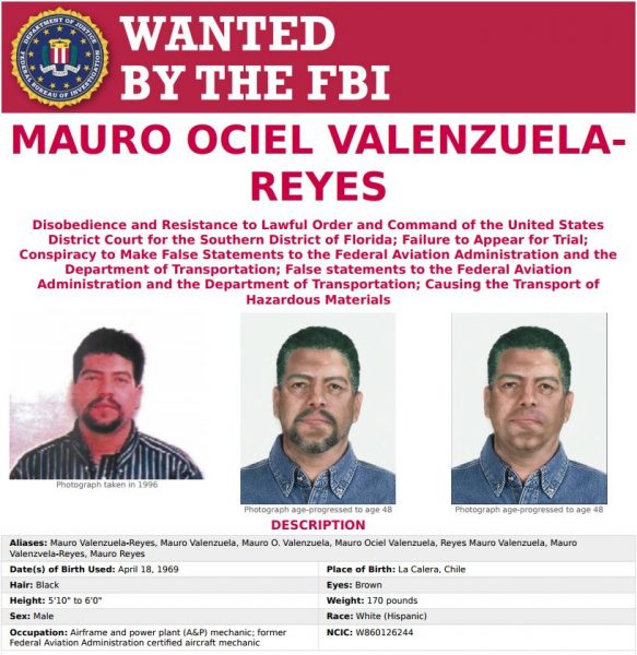 FBI ofrece recompensa por información de chileno buscado por EE.UU.