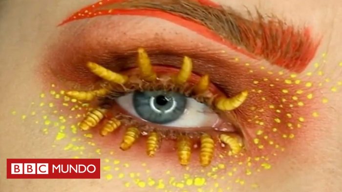 [VIDEO] Los coloridos e inquietantes diseños de la mujer que se maquilla con tarántulas, gusanos y mariposas