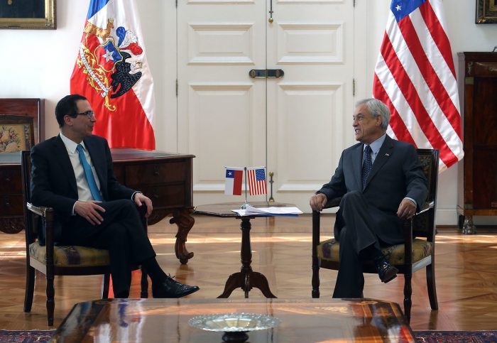 Presidente Piñera y ministro de Hacienda recibieron al secretario del tesoro de EE.UU.