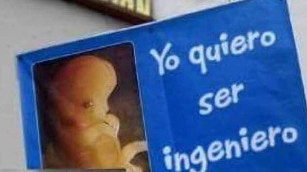 ¿Será un ingeniero? El cartel de los grupos antiaborto argentinos protagonizado por un feto, que se transformó en el meme del momento