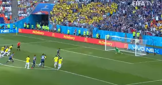 Este fue el primer gol de Japón que sorprendió a Colombia