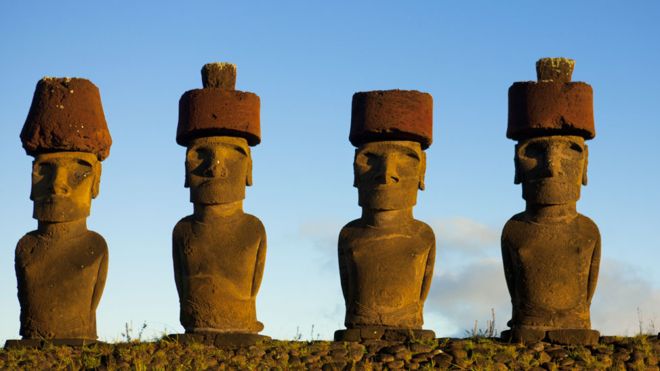 Resuelven misterio de cómo se colocaron los sombreros en los moai de la Isla de Pascua