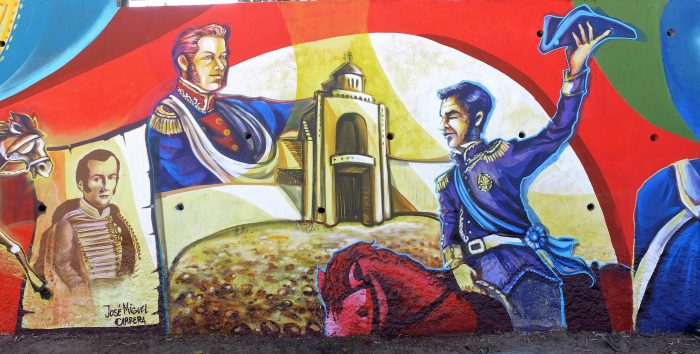El mural de grafiteros sobre los héroes de la independencia en la comuna de Maipú