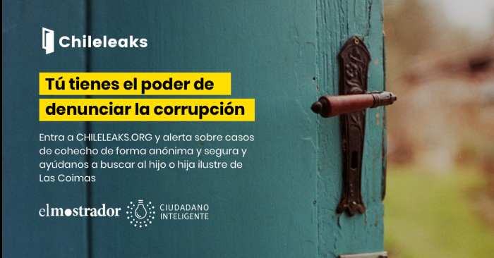 Ciudadano Inteligente y El Mostrador lanzan plataforma para que la ciudadanía denuncie la corrupción de manera anónima y segura