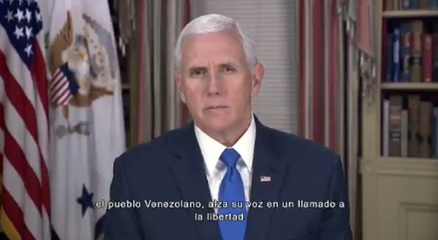 El mensaje de Mike Pence a los venezolanos: «Seguiremos con ustedes hasta que Venezuela restaure la democracia y recuperen su derecho a la libertad»