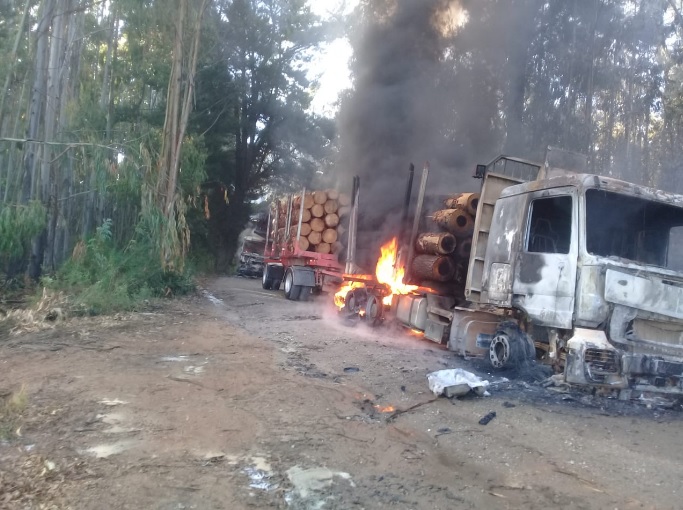 Pese al estado de excepción, quemaron 6 maquinarias forestales en Contulmo, Región del Biobío