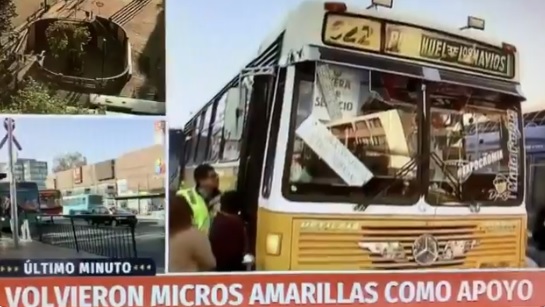 El retorno de las micros amarillas: Alcalde Codina refuerza poco flujo de transporte con los antiguos buses santiaguinos