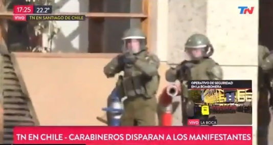 Carabinero dispara a periodista argentino en pleno despacho en vivo