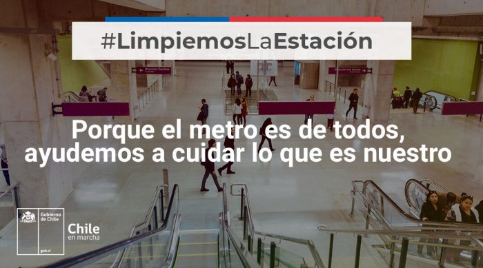 «Limpiemos la estación»: la campaña del Gobierno para que santiaguinos ayuden a limpiar el Metro