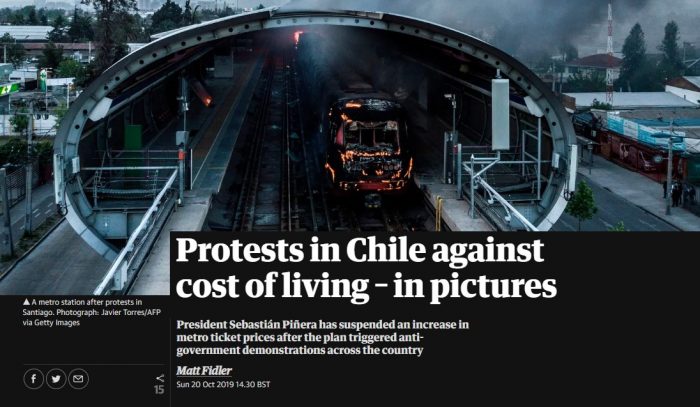 “Protestas contra el costo de la vida”: los ojos de la prensa internacional sobre las manifestaciones en Chile