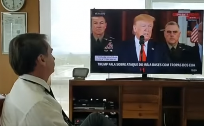 Bolsonaro se transmite observando discurso de Trump sobre Irán
