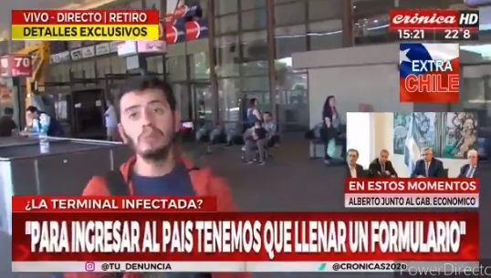 Le tosió en la cara a un periodista: chileno que dijo tener coronavirus hostigó a reportero en plena transmisión en TV argentina