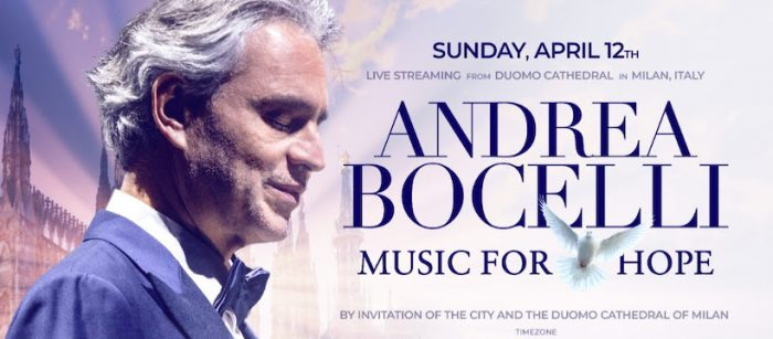 Concierto «Music for Hope» con Andrea Bocelli desde la Catedral de Milán vía online