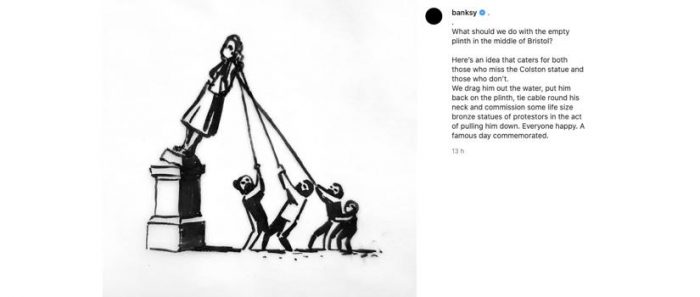 Artista Banksy propone una nueva versión de la derribada estatua de traficante de esclavos inglés