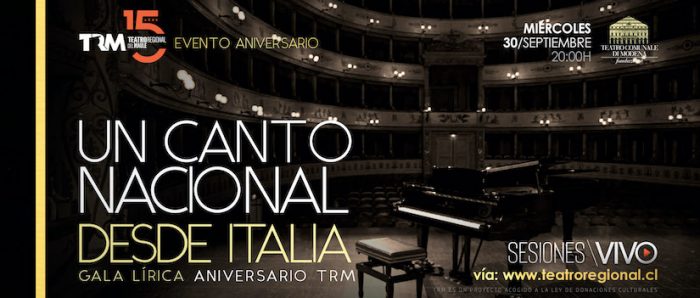 Teatro Regional del Maule presenta «Gala lírica aniversario, un canto nacional desde Italia” vía online
