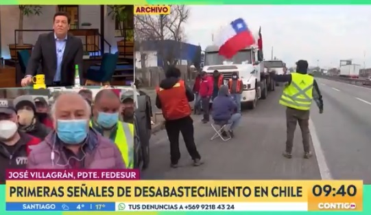 Uno de los líderes del paro de camioneros, José Villagrán, abandonó entrevista en vivo ante pregunta de periodista