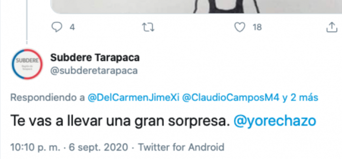 Gore de Tarapacá lamenta tuiteos de la cuenta de la Subdere de la región a favor del «Rechazo» en el plebiscito