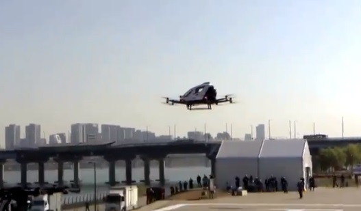 Realizan prueba de nuevo taxi-dron capaz de transportar a dos personas en Corea del Sur