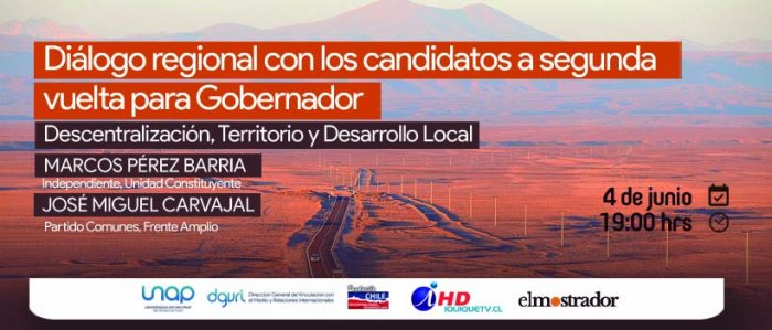 El Mostrador transmitirá este viernes el debate entre José Miguel Carvajal y Marco Pérez, los candidatos a gobernador regional por Tarapacá