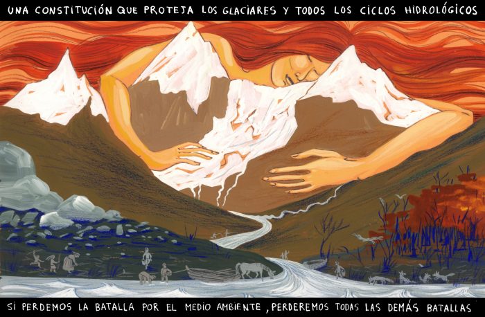 Los glaciares son los protagonistas de ilustración de Raquel Echenique sobre proceso constituyente