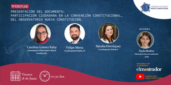 Sigue en vivo el seminario web «Participación ciudadana en la Convención Constitucional”